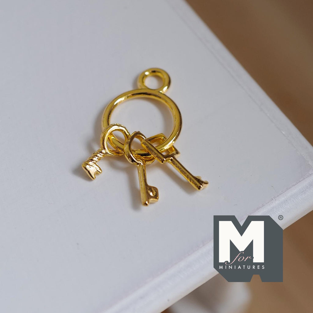Miniature Key Ring Metal Keys 1:12 Scale Dollhouse Entryway Accessories Keys (gold) - F059
