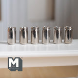 Miniature Tall Beer Cans Set of 6 , 1:12 Scale Dollhouse Beverage 3/4 inch tall (metal) (no labels) -