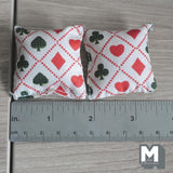 Miniature Card Suit Print Cushions Set of 2 , 1-3/4 inch wide (beige) - C027
