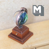 Miniature Spinning Globe with Wooden Base 1:12 Scale Dollhouse Rotating Decor 1-7/8 inch tall (copper) - G051