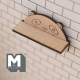 Miniature Panda Wall Shelf with Coat Pegs 1:12 Scale Unpainted Dollhouse Entryway Wall Rack  2-3/16 inch wide - D031
