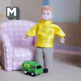 Miniature Recycling Truck 1:12 Scale Trash Truck Garbage Truck Bin Lorry Garbo Truck Dollhouse Playroom Decor 11/16 inch tall (resin) - G079