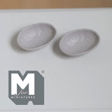 Miniature Irregular Shaped Food Bowls Set of 2, 1:12 Scale Dollhouse Kitchen Decor Tableware 13/16 inch long (warm gray) (metal) - A034