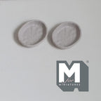 1:12 scale miniature metal irregular shaped bowls in warm gray, set of 2, oval with dimpled texture, shown from above