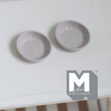 Miniature Irregular Shaped Food Bowls Set of 2, 1:12 Scale Dollhouse Kitchen Decor Tableware 3/4 inch long (warm gray) (metal) - A034