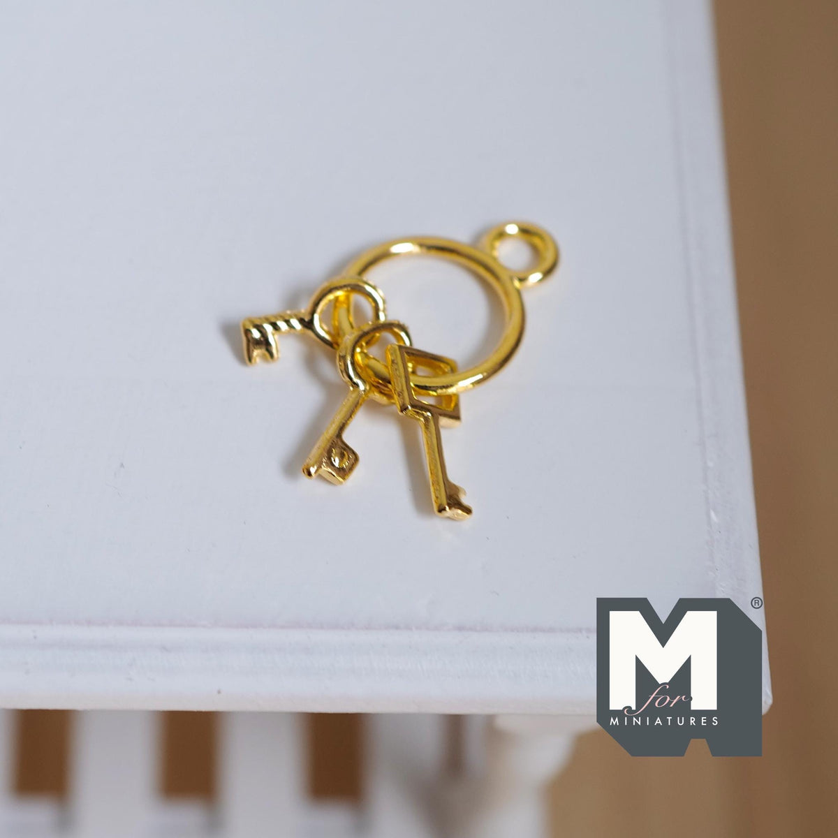 Miniature Key Ring Metal Keys 1:12 Scale Dollhouse Entryway Accessories Keys (gold) - F059