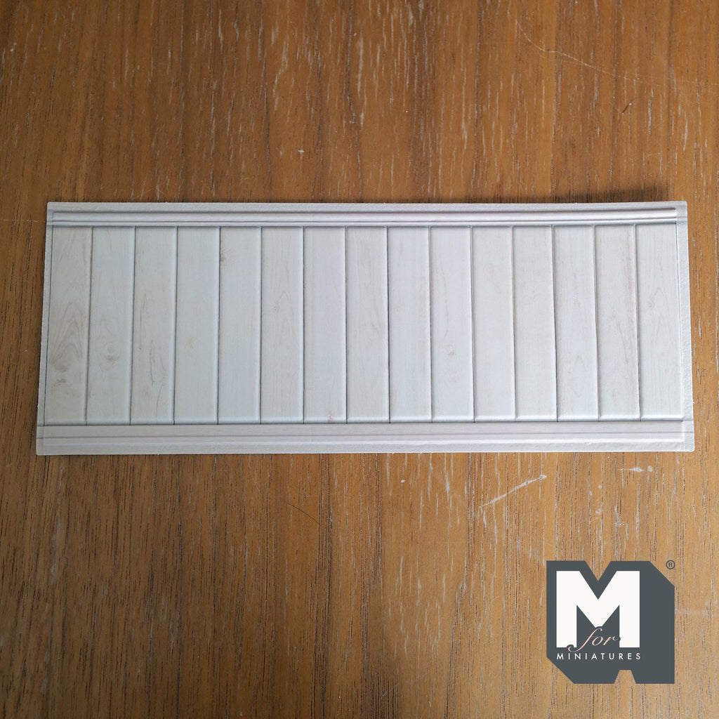 1:12 Scale Miniature Dollhouse Vertical Plank Wainscot Panel with Wood Grain, 8-1/4 inch long (foamboard) (light gray)