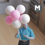 Miniature Balloons 1:12 Scale Large Size Rainbow Balloons Set of 8 (pink white) (foam) - F016