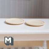 Miniature Dining Plates Dollhouse Tableware Serving Plates Set of 2 , 1-1/8 inch dia. (beige) (metal) - A041
