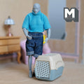Miniature Pet Travel Carrier 1:12 Scale Dollhouse Dog Cat Cage Travel Pet Crate with Handle (beige gray) - B054