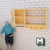 Dollhouse Wall Cabinet 1:12 Scale Miniature Dish Cabinet Shelves 5-1/8 inch wall (cream) -