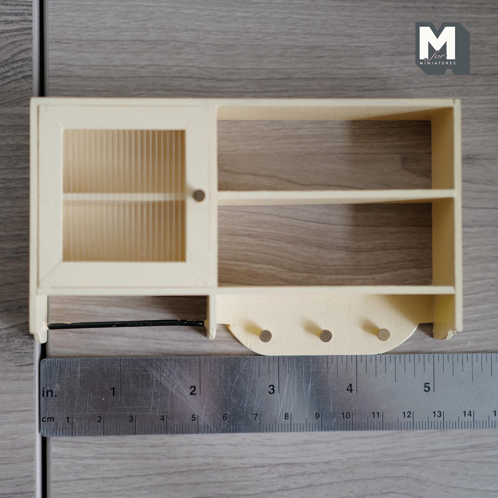 Dollhouse Wall Cabinet 1:12 Scale Miniature Dish Cabinet Shelves 5-1/8 inch wall (cream) -