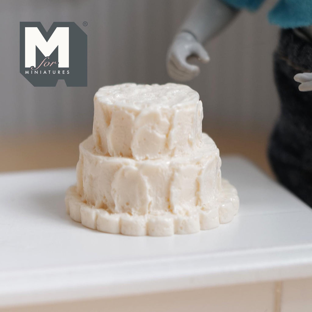 Miniature Unfinished Cake 1:12 Scale Mid Prep Cake Dollhouse Dessert Crumb Coat Cake 15/16 inch tall (cream) (resin) -