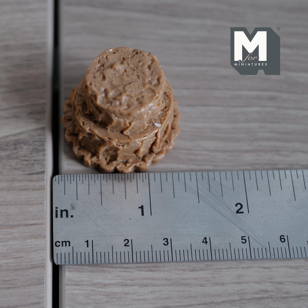 Miniature Unfinished Cake 1:12 Scale Mid Prep Cake Dollhouse Dessert Crumb Coat Cake 15/16 inch tall (brown) (resin) -