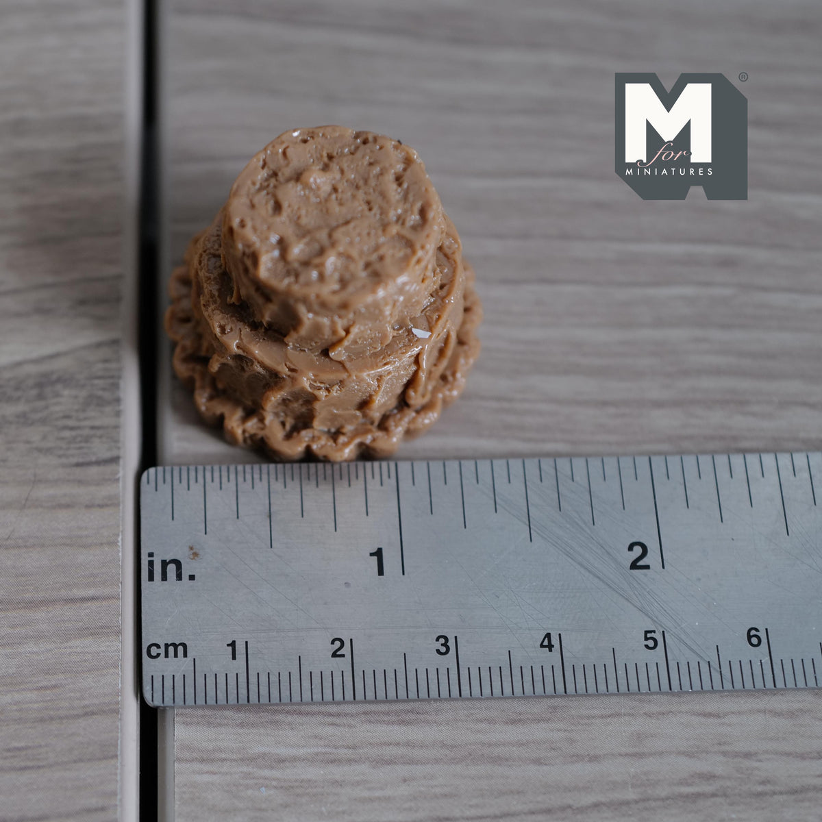Miniature Unfinished Cake 1:12 Scale Mid Prep Cake Dollhouse Dessert Crumb Coat Cake 15/16 inch tall (brown) (resin) -