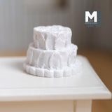 Miniature Unfinished Cake 1:12 Scale Mid Prep Cake Dollhouse Dessert Crumb Coat Cake 15/16 inch tall (white) (resin) -