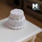 Miniature Unfinished Cake 1:12 Scale Mid Prep Cake Dollhouse Dessert Crumb Coat Cake 15/16 inch tall (white) (resin) -
