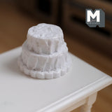 Miniature Unfinished Cake 1:12 Scale Mid Prep Cake Dollhouse Dessert Crumb Coat Cake 15/16 inch tall (white) (resin) -