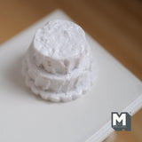 Miniature Unfinished Cake 1:12 Scale Mid Prep Cake Dollhouse Dessert Crumb Coat Cake 15/16 inch tall (white) (resin) -