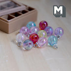 Miniatura in scala 1:12 palline di Natale in vetro con scatola portaoggetti, set da 12, Ø 3/8 inch, accessori fai da te per casa delle bambole (pastelli assortiti)