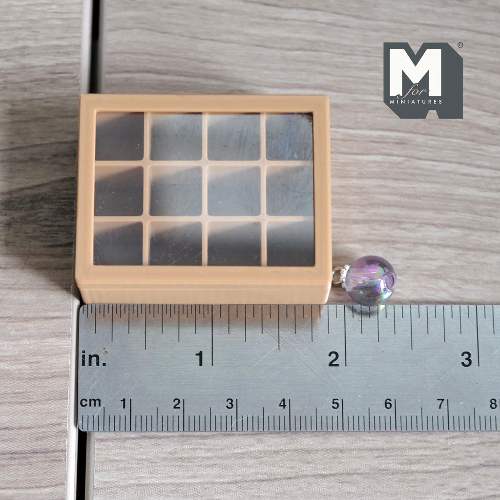 1:12 Scale Miniature Glass Christmas Ornaments with Storage Box, Set of 12, 3/8 inch dia., DIY Dollhouse Supply (mixed pastel)
