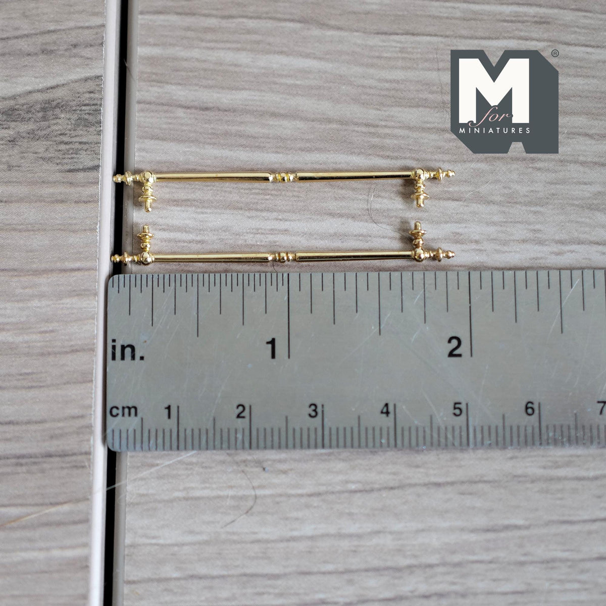 1:12 Scale Miniature Champagne Gold Dollhouse French Door Handles, Set of 2, 1-15/16 inch long (champagne gold)
