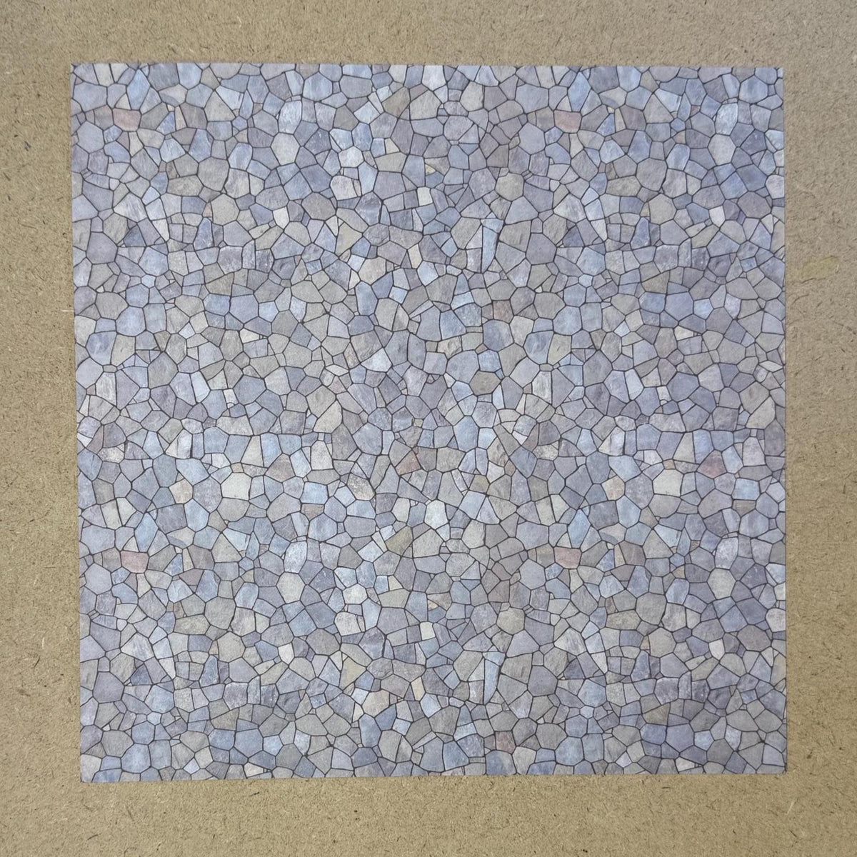 1:12 Scale Embossed Flagstone Paving Sheet, 8-1/4 inch square, DIY Dollhouse Supply (not self-adhesive) (gray)
