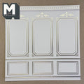 1:12 Scale Miniature Boiserie Wallpaper, Neoclassical Embossed Cardstock, Cut to Size, 8-1/4 inch wide, Not Self-Adhesive (cream)