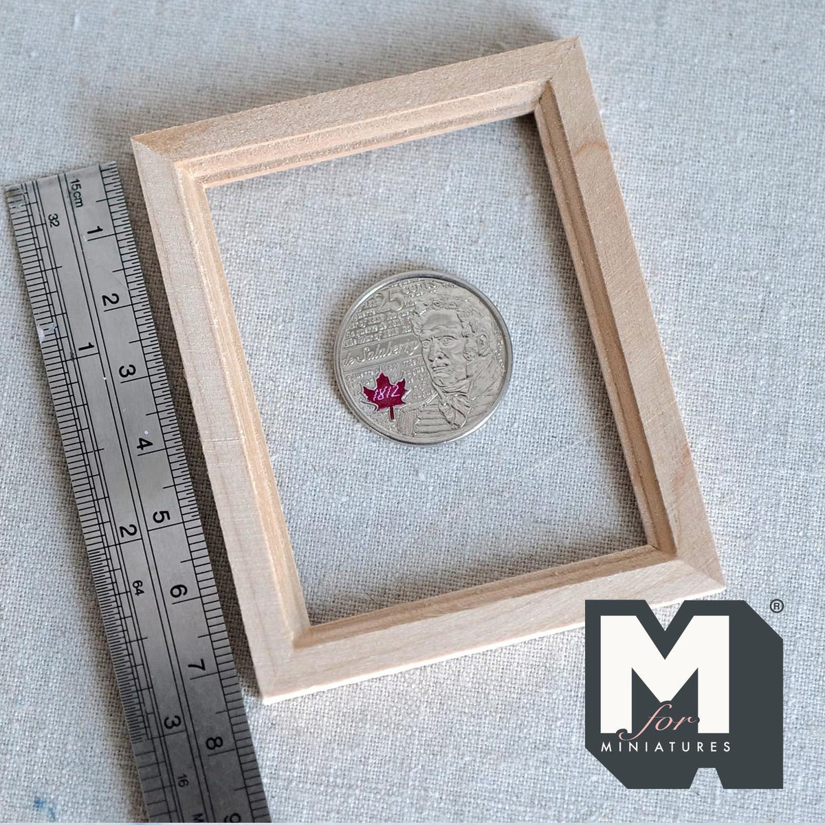 1:12 Scale Miniature Unpainted Wooden Photo Frame with Glazing and Backing, Ready to Paint, 3 inch wide, Dollhouse Craft Supply