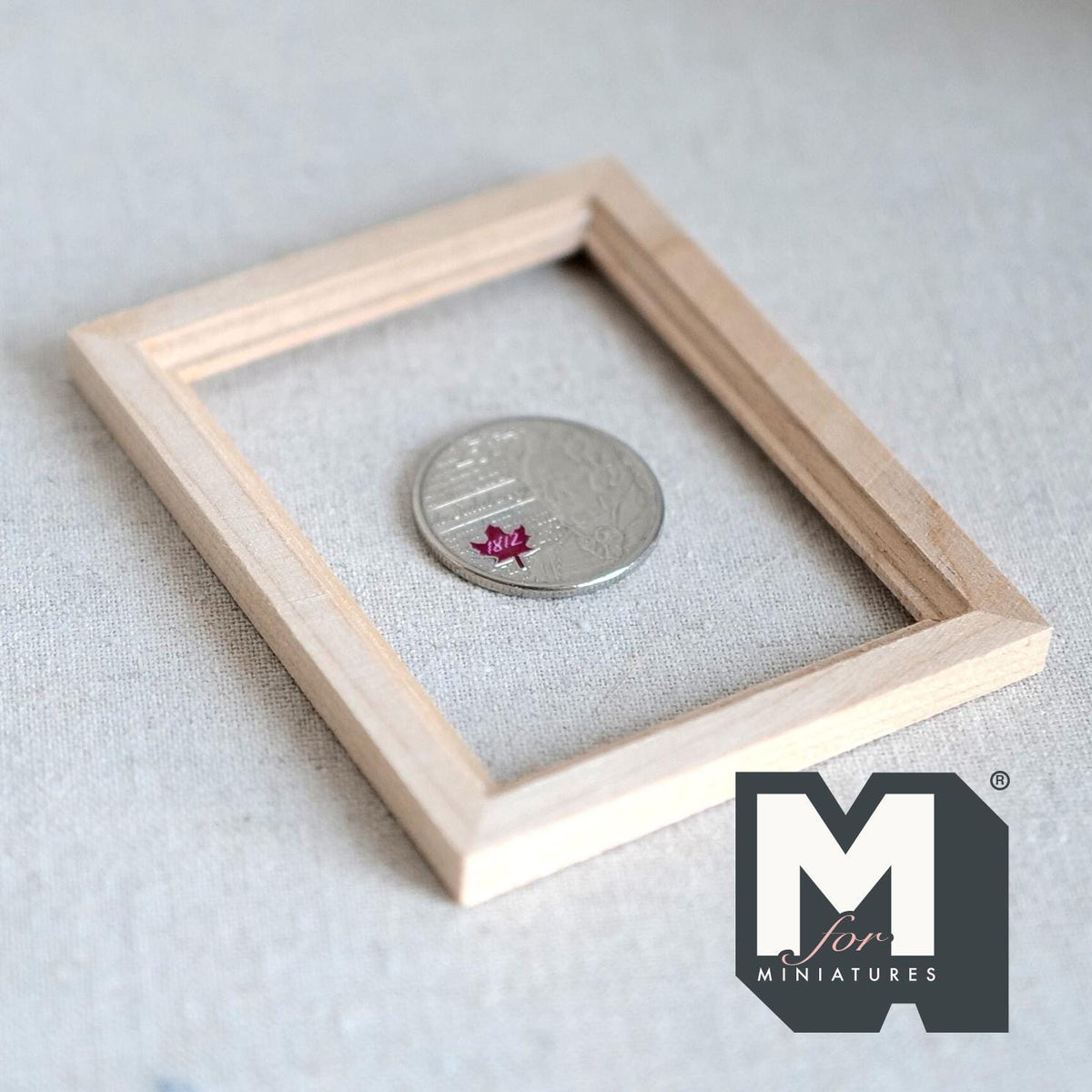 1:12 Scale Miniature Unpainted Wooden Photo Frame with Glazing and Backing, Ready to Paint, 3 inch wide, Dollhouse Craft Supply
