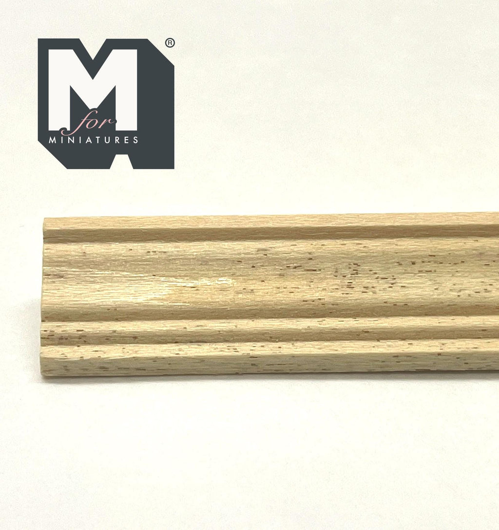 Miniature Ridged Wood Cornice Molding for Dollhouse Ceilings, 12 inch long