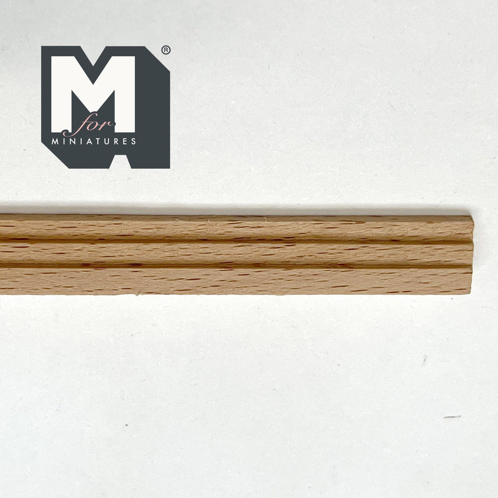 Miniature Triple Band Wood Trim Molding for Dollhouse Walls, 12 inch long