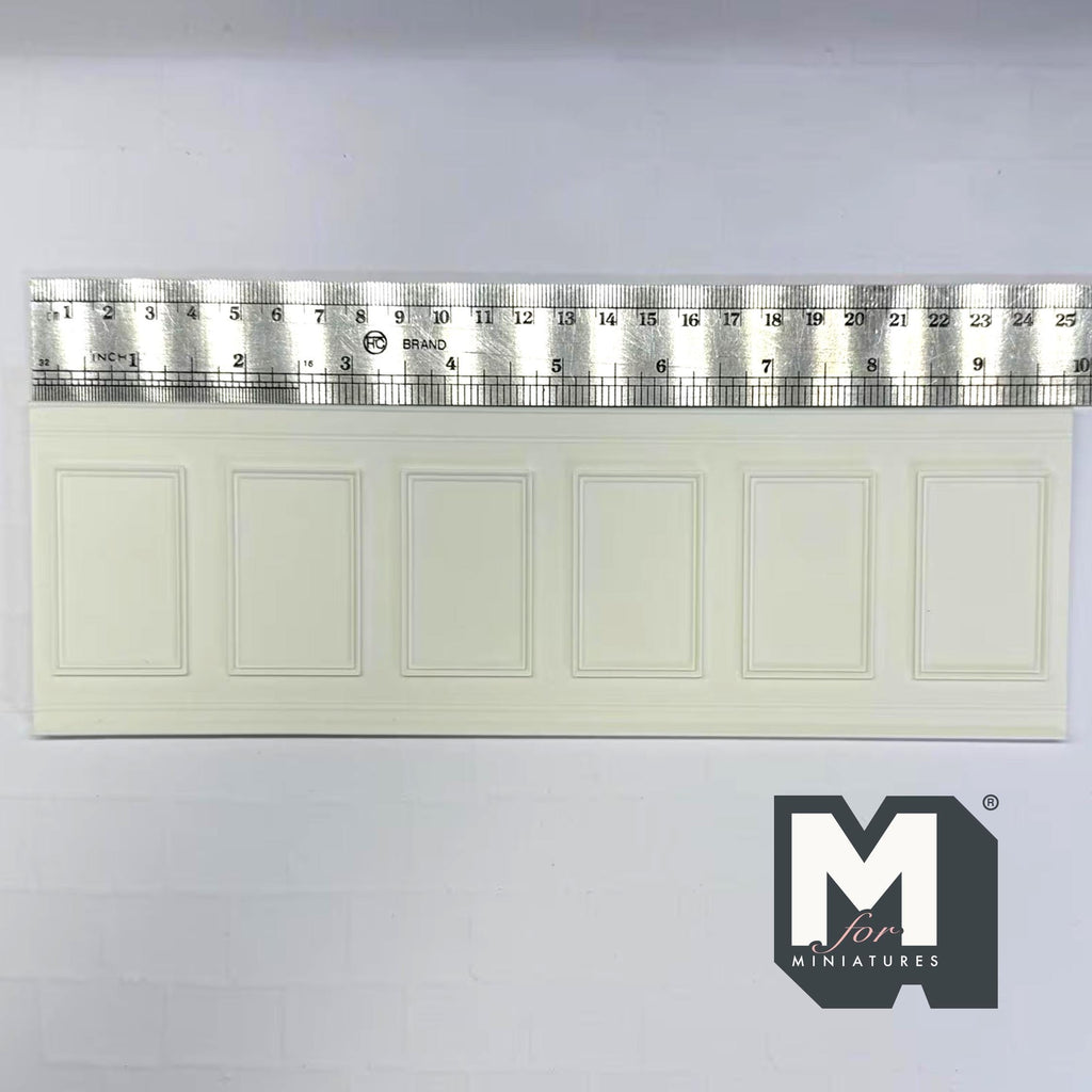 1:12 Scale Miniature Dollhouse Raised Rectangle Wainscot Panel, 9-13/16 inch long (white)
