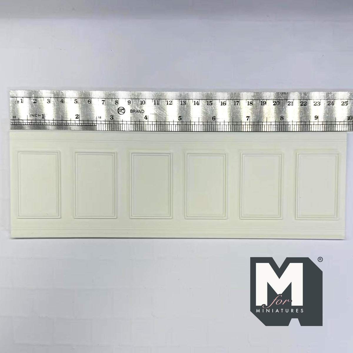 1:12 Scale Miniature Dollhouse Raised Rectangle Wainscot Panel, 9-13/16 inch long (white)