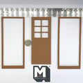 1:12 Scale Miniature Dollhouse 6 Pane Door with 2 Flat Frames, 6-7/8 inch high (brown)