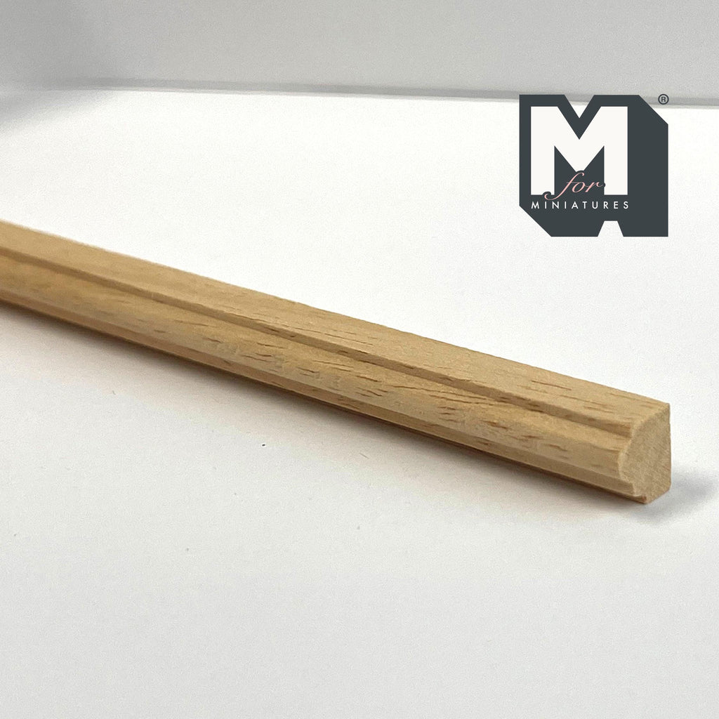 Miniature Rounded Step Wood Trim Molding for Dollhouse Walls, 12 inch long