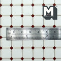 1:12 Scale Miniature White and Red Square and Dot Floor and Backsplash Wallpaper, 15-9/16 x 10 inch, Dollhouse Supply (not self-adhesive)