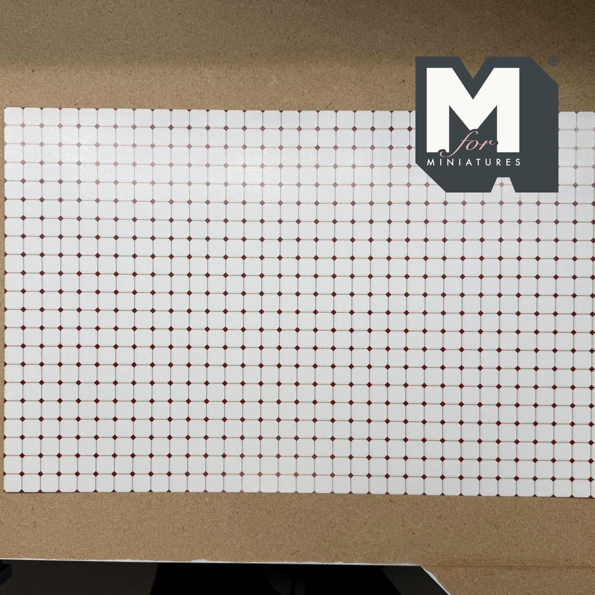 1:12 Scale Miniature White and Red Square and Dot Floor and Backsplash Wallpaper, 15-9/16 x 10 inch, Dollhouse Supply (not self-adhesive)