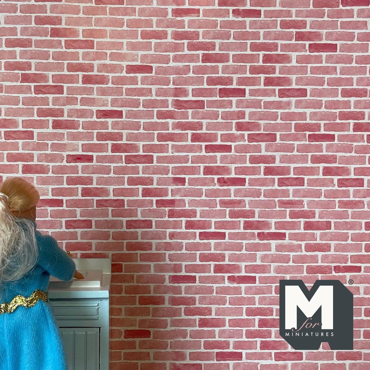 1:12 Scale Miniature Red Brick Wall Style Wallpaper, 16-9/16 x 10-5/8 inch, DIY Dollhouse Supply (not self-adhesive)