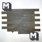 1:12 scale miniature wood textured vinyl floor planks in dark gray, style A, set of 20, shown laid in a staggered layout