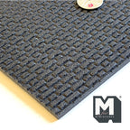 1:12 scale miniature Flemish bond brick wall foam board in gray, close corner view of the embossed bricks with a coin