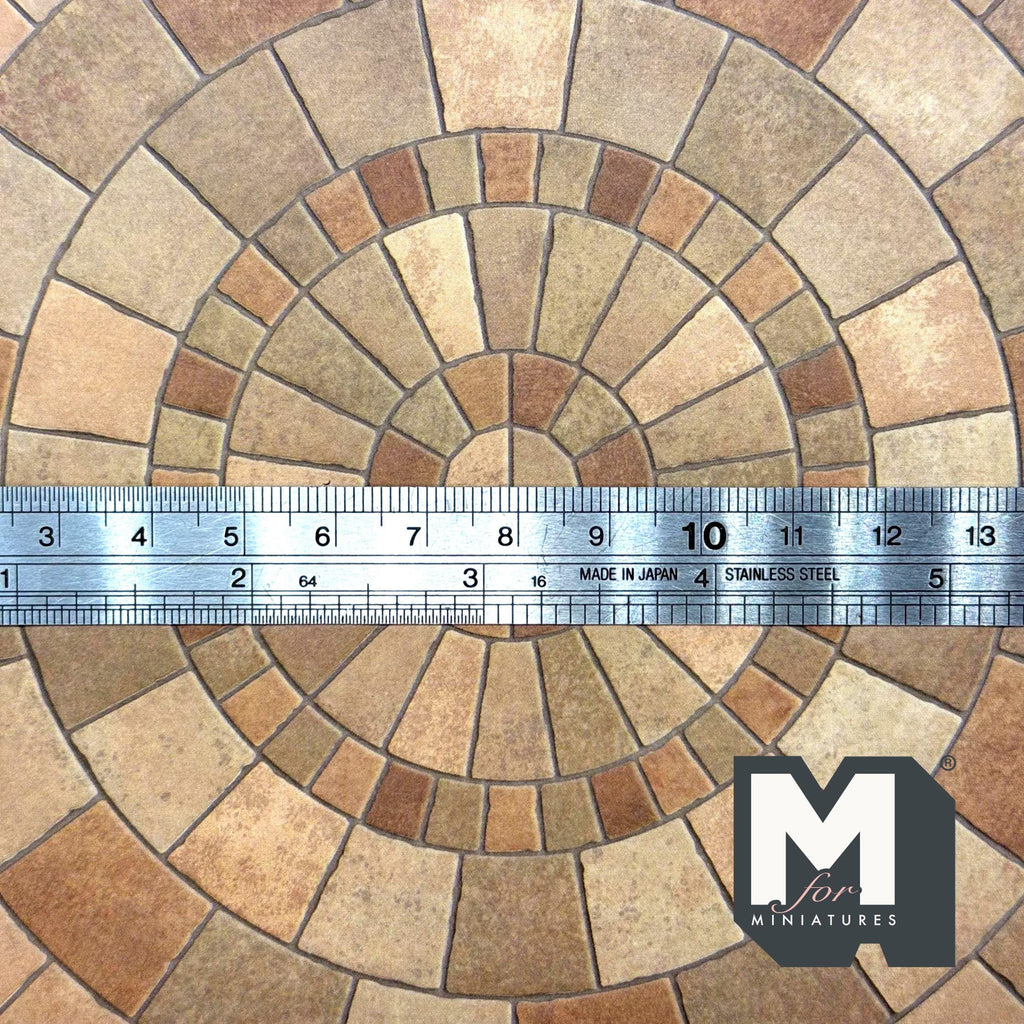 1:12 Scale Embossed Circular Paving Stone Sheet, 8-1/4 inch square, DIY Dollhouse Supply (not self-adhesive) (earth tone)