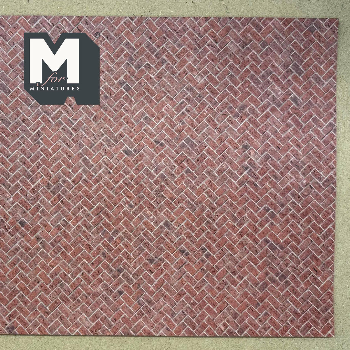Miniature Weathered Embossed Herringbone Brick Paving Sheet, 15-15/16 x 11-5/8 inch, DIY Dollhouse Supply