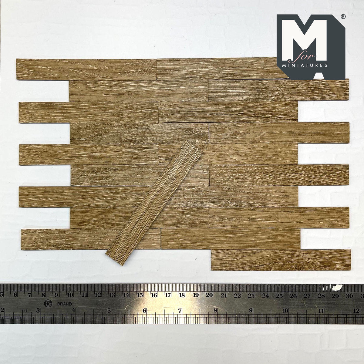 1:12 Scale Miniature Wood Textured Vinyl Peel and Stick Floor Planks, Set of 20, 3-15/16 inch long, DIY Dollhouse Supply (beige) (C)