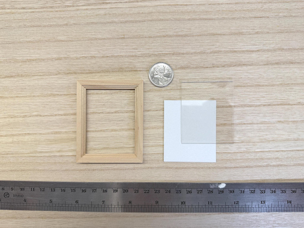 1:12 Scale Miniature Unpainted Wooden Photo Frame with Glazing and Backing, Ready to Paint, 3 inch wide, Dollhouse Craft Supply