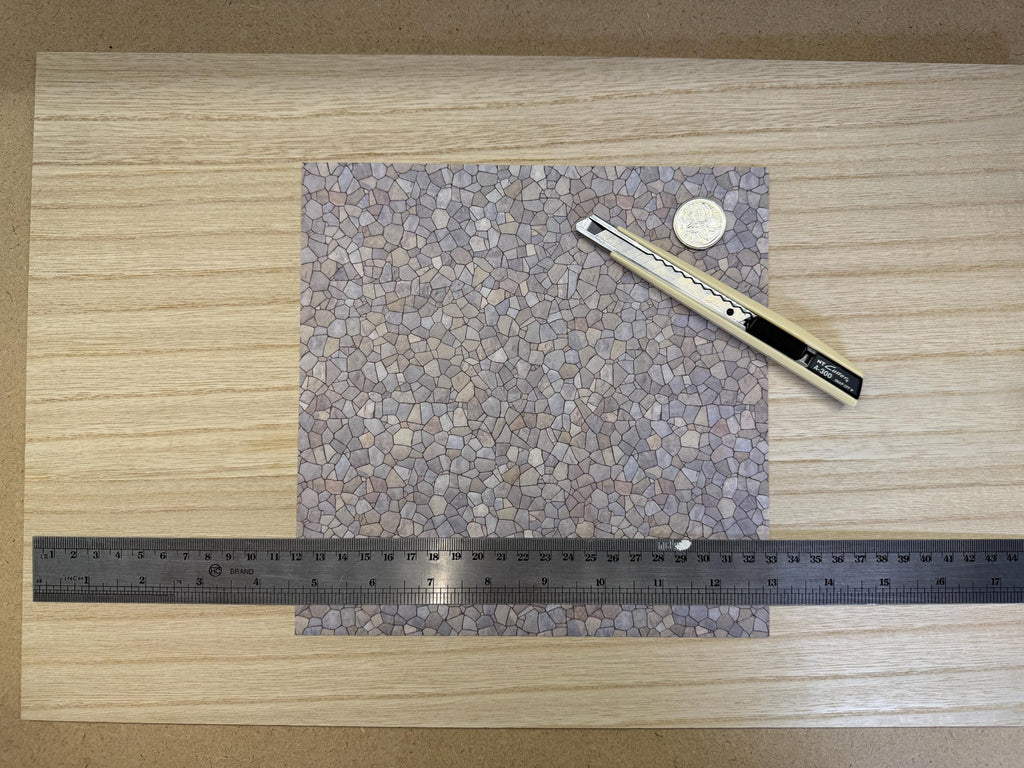 1:12 Scale Embossed Flagstone Paving Sheet, 8-1/4 inch square, DIY Dollhouse Supply (not self-adhesive) (gray)