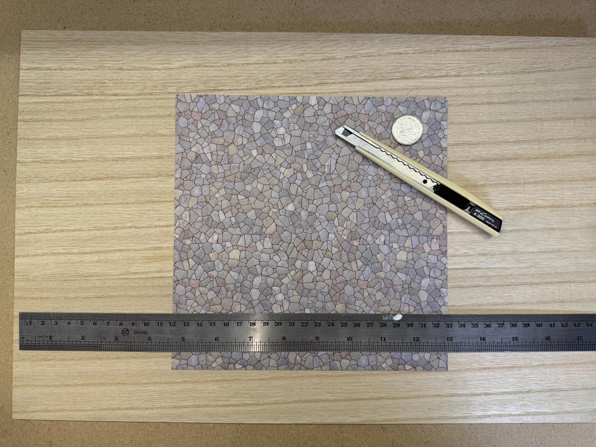 1:12 Scale Embossed Flagstone Paving Sheet, 8-1/4 inch square, DIY Dollhouse Supply (not self-adhesive) (gray)