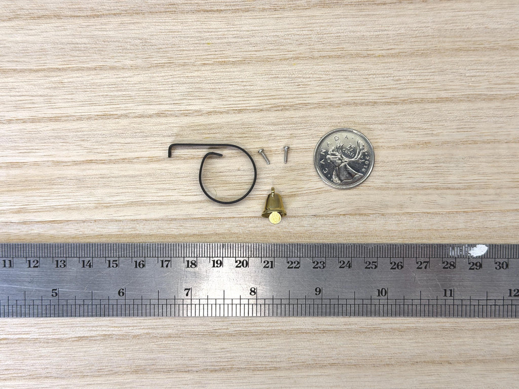1:12 Scale Miniature Shop Bell DIY Kit, Unassembled Metal Bell and Arm, Dollhouse Hardware Supply