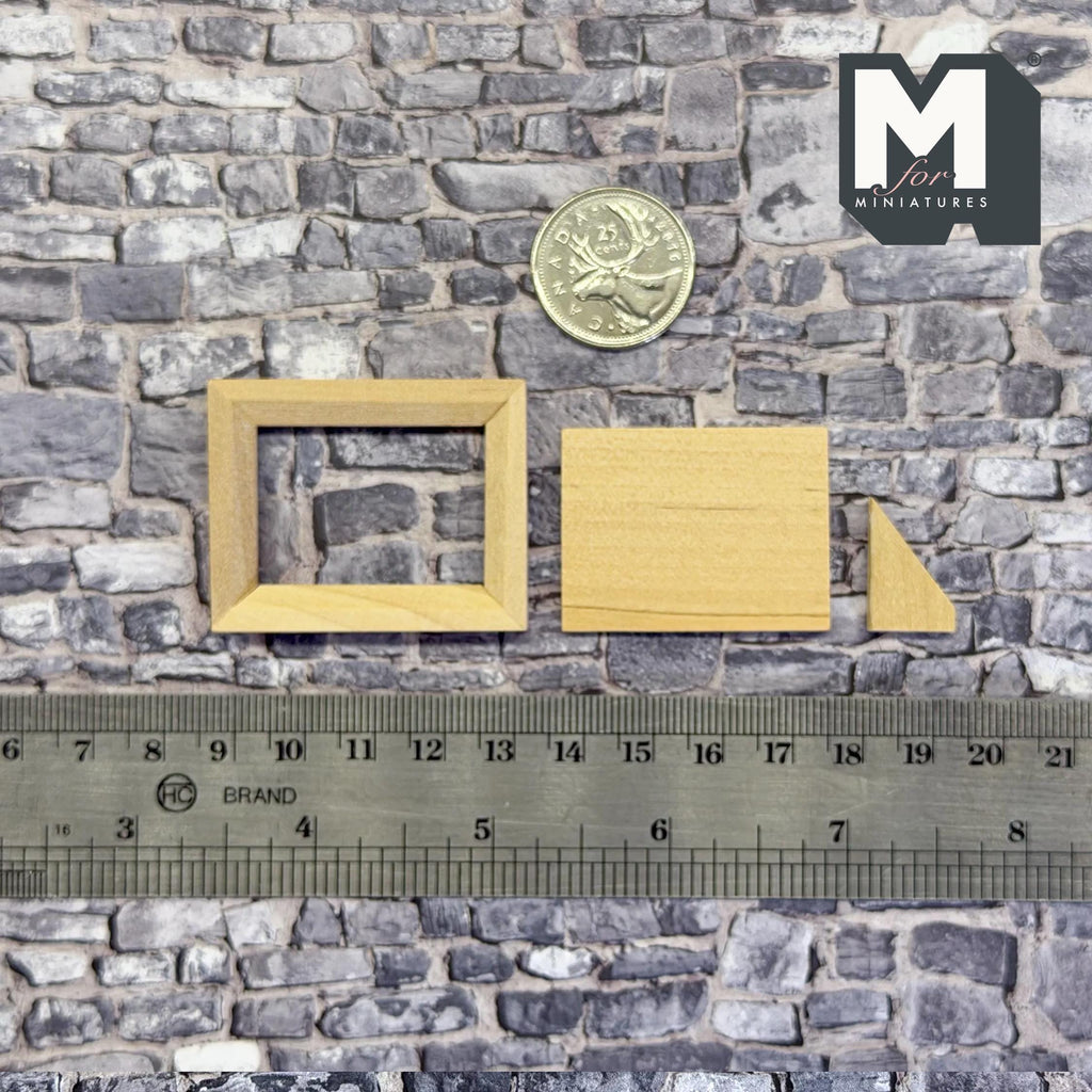 1:12 Scale Miniature Photo Frame Kit with Glazing and Backing, Unpainted, Self Assemble, Rectangular Picture Frame, 1-3/4 inch wide (large)
