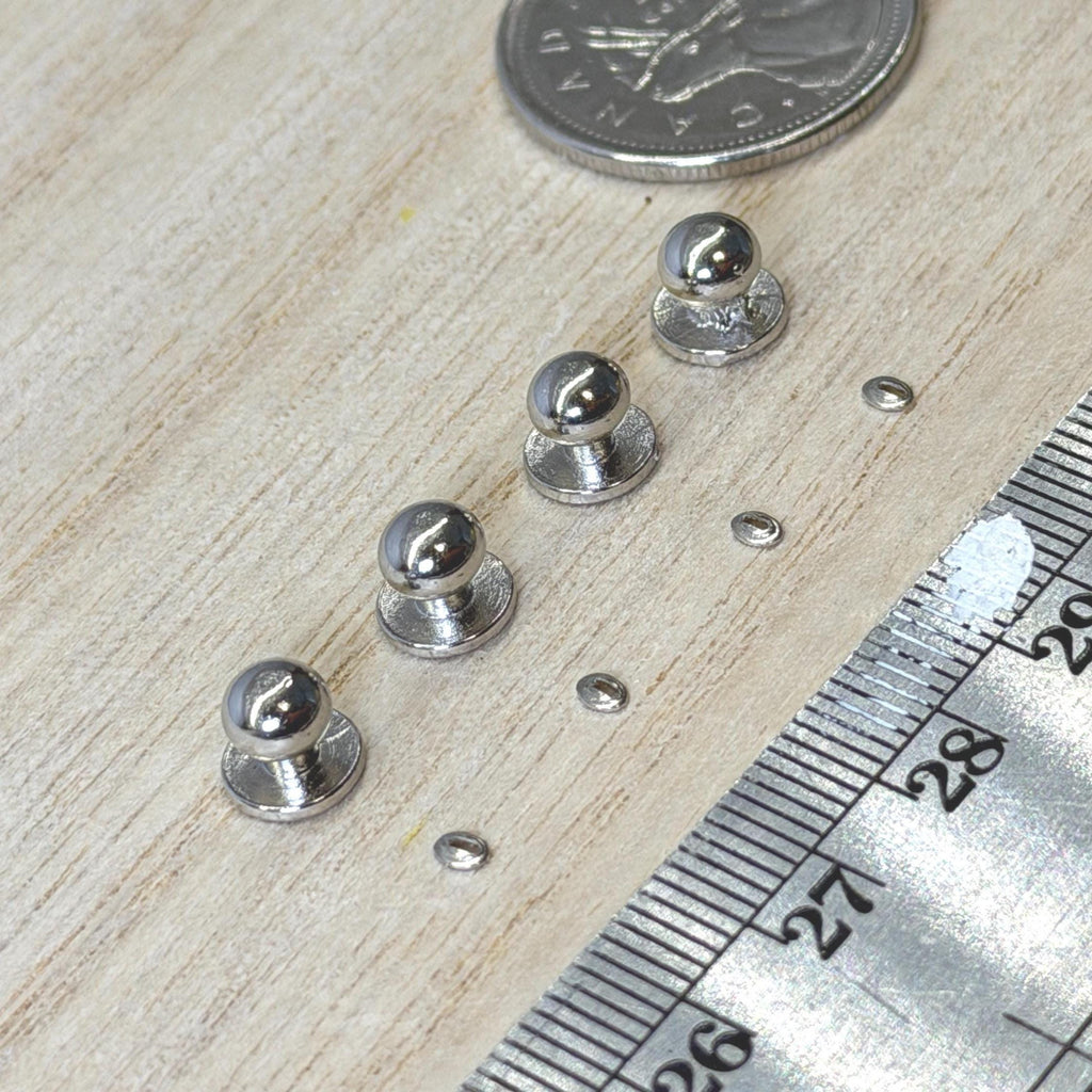 1:12 Scale Miniature Metal Round Door Knob with Keyhole 4 Pack Set Dollhouse Supply (silver)